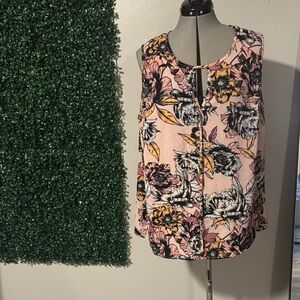 C&E Floral Sleeveless Top - Pink and Black